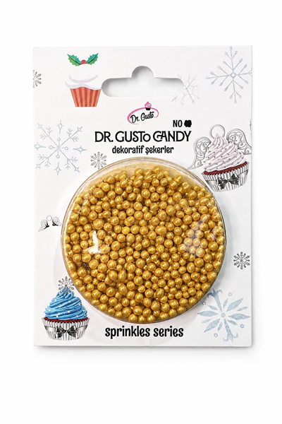 Dr. Gusto 2 mm Candy Altın Boncuk Pasta Süsleme Şekeri