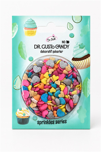 Dr. Gusto Candy Minik Kalp Karışık Renkli Pasta Süsleme Şekeri