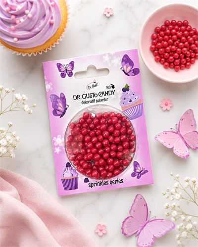 Dr. Gusto 4 mm Kırmızı Candy Boncuk Pasta Süsleme Şekeri