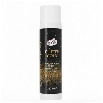 Glitter Sprey Altın Gold Boya 250 ml  – Yenilebilir Simli Pasta Spreyi