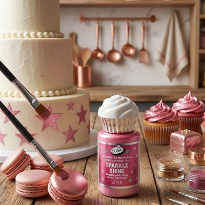 Dr. Gusto Sparkle Sıvı Metalik Boya Pembe Yenilebilir Pasta ve Tatlı Dekor Boyası