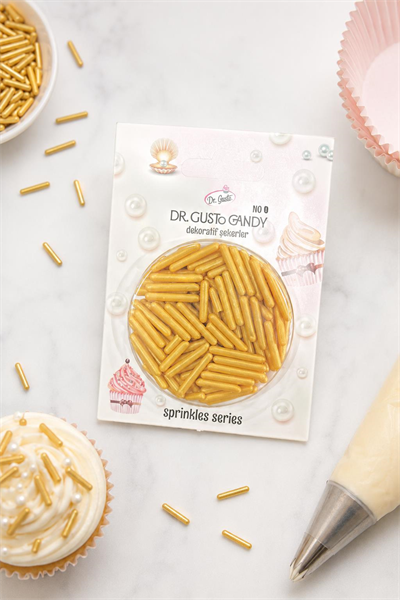 Dr. Gusto Spagetti Şekilli Altın Pasta Süsleme Şekeri