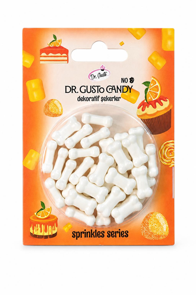 Dr. Gusto Beyaz Kemik Şekilli Pasta Süsleme Şekeri