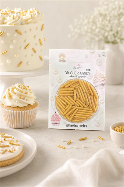 Dr. Gusto Spagetti Şekilli Altın Pasta Süsleme Şekeri