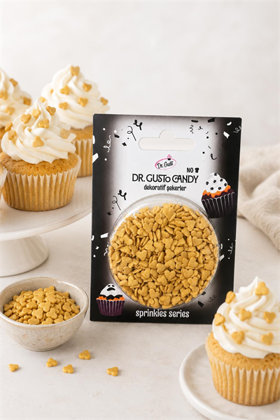 Dr. Gusto Altın Kalp Konfeti Pasta Süsleme Şekeri