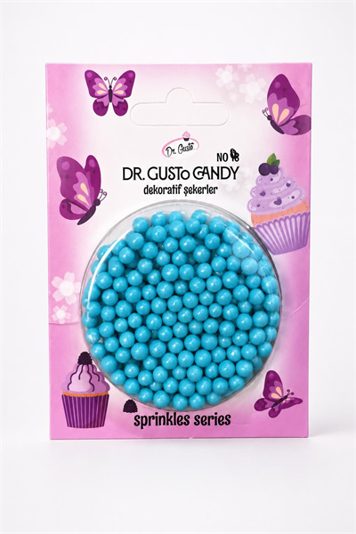 Dr. Gusto 4 mm Bebe Mavi Boncuk Pasta Süsleme Şekeri