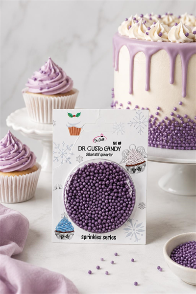 Dr. Gusto 2 mm Mor Boncuk Pasta Süsleme Şekeri