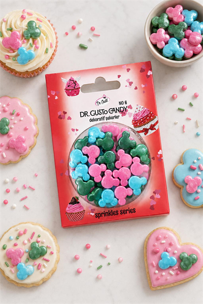 Dr. Gusto Mickey Mouse Figürlü Karışık Renkli Pasta Süsleme Şekeri