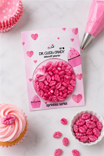 Dr. Gusto Pembe Dudak Şekilli Pasta Süsleme Şekeri