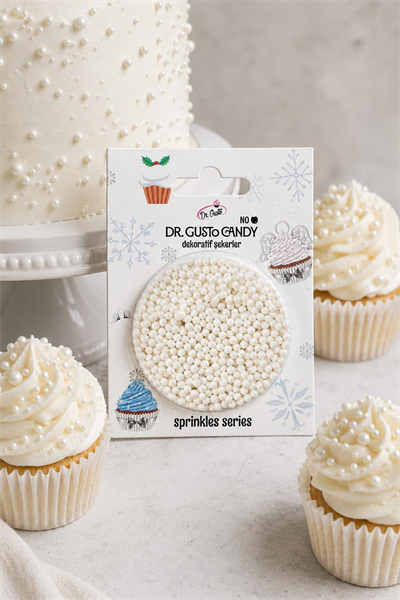 Dr. Gusto 2 mm Beyaz Boncuk Pasta Süsleme Şekeri