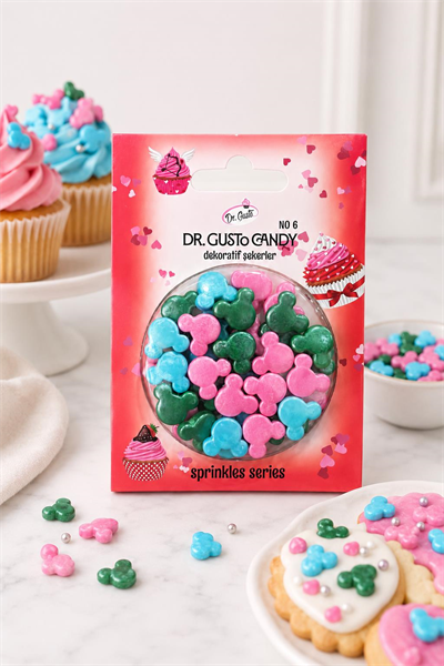 Dr. Gusto Mickey Mouse Figürlü Karışık Renkli Pasta Süsleme Şekeri