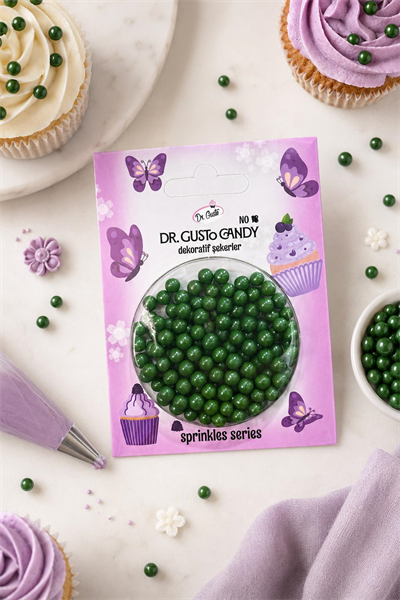 Dr. Gusto 4 mm Koyu Yeşil Boncuk Pasta Süsleme Şekeri