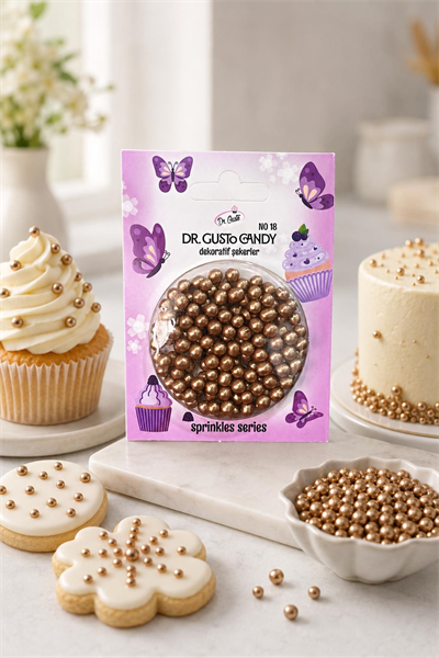 Dr. Gusto 4 mm Candy Bakır Boncuk Pasta Süsleme Şekeri
