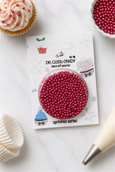 Dr. Gusto 2 mm Kırmızı Boncuk Pasta Süsleme Şekeri – Minik Dekor Şekeri