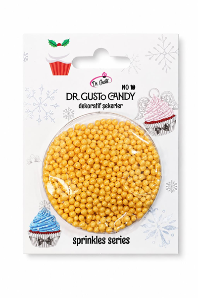 Dr. Gusto 2 mm Sarı Boncuk Pasta Süsleme Şekeri