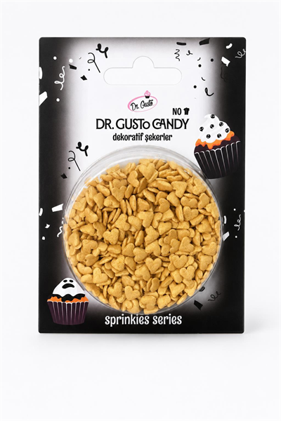 Dr. Gusto Altın Kalp Konfeti Pasta Süsleme Şekeri