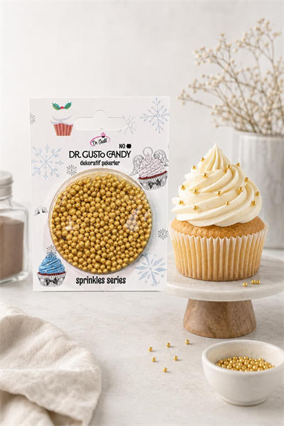 Dr. Gusto 2 mm Candy Altın Boncuk Pasta Süsleme Şekeri