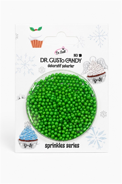 Dr. Gusto 2 mm Yeşil Boncuk Pasta Süsleme Şekeri