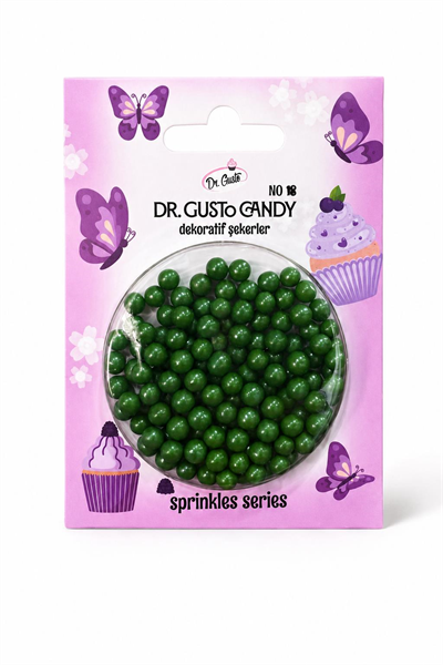 Dr. Gusto 4 mm Koyu Yeşil Boncuk Pasta Süsleme Şekeri