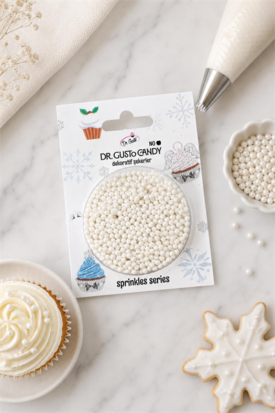 Dr. Gusto 2 mm Beyaz Boncuk Pasta Süsleme Şekeri