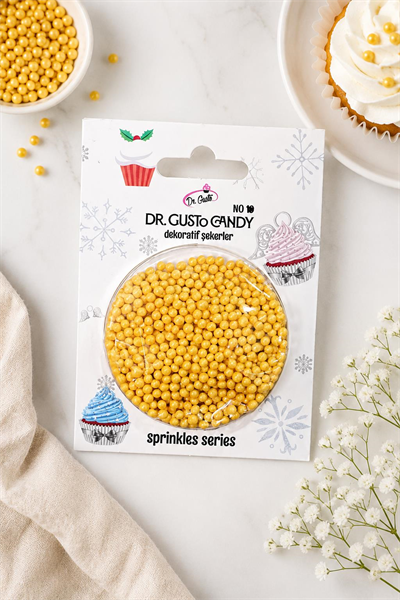 Dr. Gusto 2 mm Sarı Boncuk Pasta Süsleme Şekeri