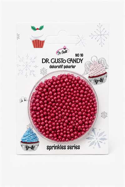 Dr. Gusto 2 mm Kırmızı Boncuk Pasta Süsleme Şekeri – Minik Dekor Şekeri