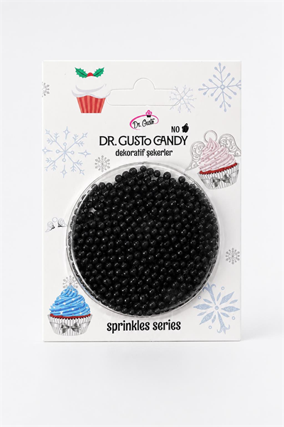 Dr. Gusto 2 mm Siyah Boncuk Pasta Süsleme Şekeri