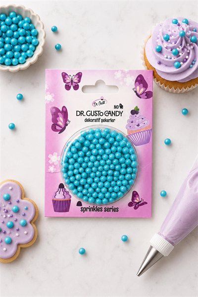 Dr. Gusto 4 mm Bebe Mavi Boncuk Pasta Süsleme Şekeri