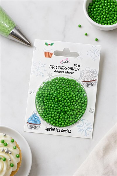 Dr. Gusto 2 mm Yeşil Boncuk Pasta Süsleme Şekeri