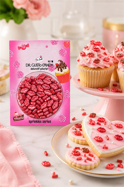Dr. Gusto Kırmızı Dudak Şekilli Pasta Süsleme Şekeri