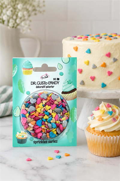 Dr. Gusto Candy Minik Kalp Karışık Renkli Pasta Süsleme Şekeri