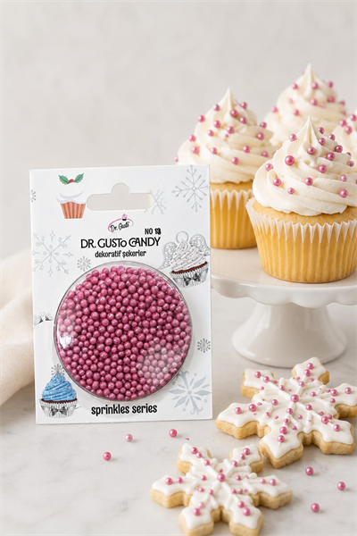 Dr. Gusto 2 mm Pembe Boncuk Pasta Süsleme Şekeri
