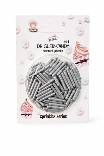 Dr. Gusto Gümüş Spagetti Çubuk Pasta Süsleme Şekeri