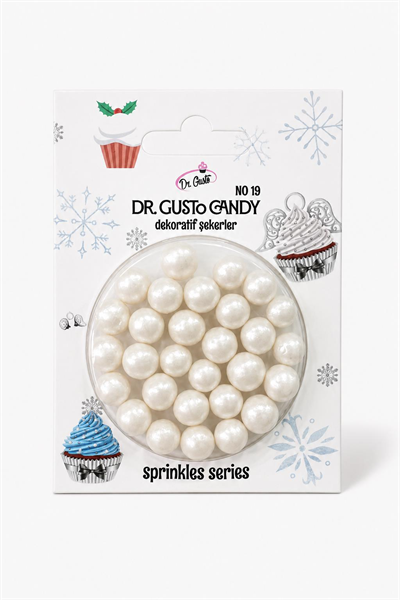 Dr. Gusto 8 mm İnci Beyazı Candy Boncuk Pasta Süsleme Şekeri
