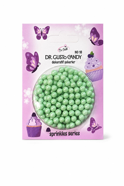 Dr. Gusto 4 mm Su Yeşili Boncuk Pasta Süsleme Şekeri