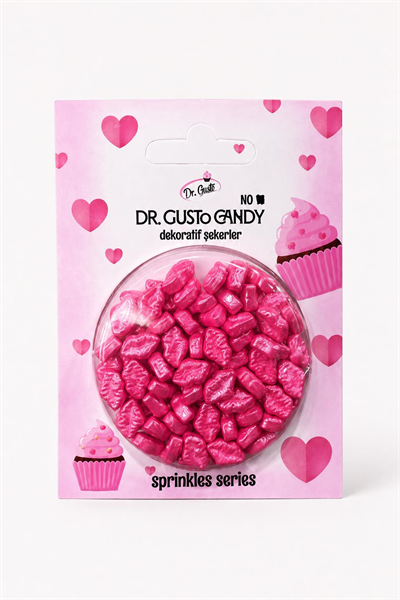 Dr. Gusto Pembe Dudak Şekilli Pasta Süsleme Şekeri