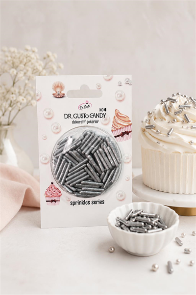 Dr. Gusto Gümüş Spagetti Çubuk Pasta Süsleme Şekeri