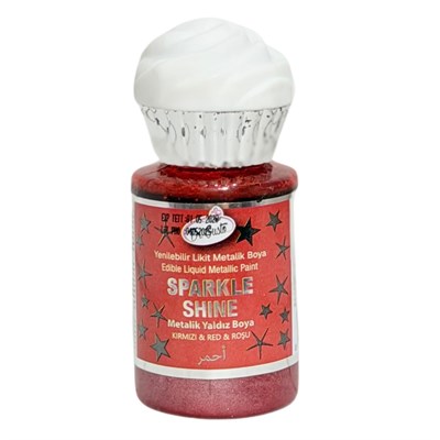 Dr. Gusto Sparkle Sıvı Metalik Boya Kırmızı Yenilebilir Pasta ve Tatlı Dekor Boyası
