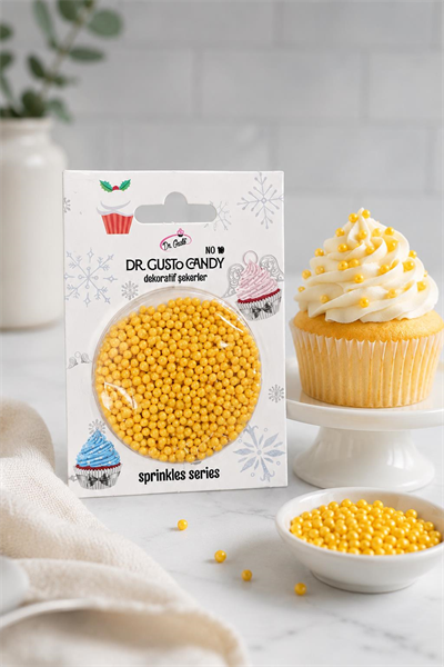 Dr. Gusto 2 mm Sarı Boncuk Pasta Süsleme Şekeri