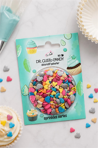 Dr. Gusto Candy Minik Kalp Karışık Renkli Pasta Süsleme Şekeri