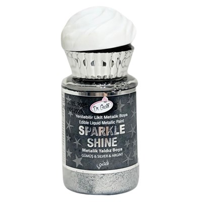 Dr. Gusto Sparkle Sıvı Metalik Boya Gümüş (Silver) Yenilebilir Pasta ve Tatlı Dekor Boyası