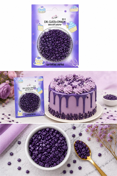 Dr. Gusto Mor Star Yıldız Pasta Süsleme Şekeri