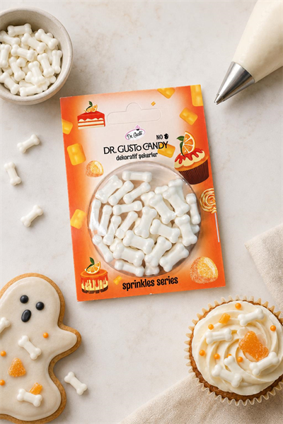 Dr. Gusto Beyaz Kemik Şekilli Pasta Süsleme Şekeri