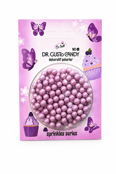 Dr. Gusto 4 mm Mor Boncuk Pasta Süsleme Şekeri