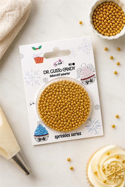 Dr. Gusto 2 mm Candy Altın Boncuk Pasta Süsleme Şekeri