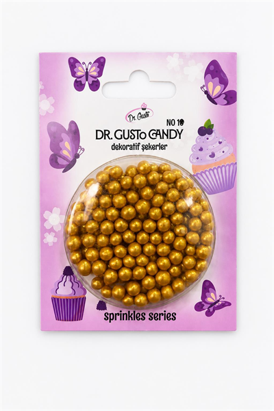Dr. Gusto 4 mm Candy Altın Boncuk Pasta Süsleme Şekeri – Gold Dekor Şekeri