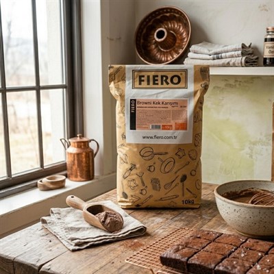 Fiero Brownie Kek Karışımı 10 kg Profesyonel Yoğun Çikolatalı Brownie Toz Karışım