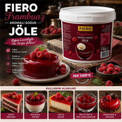 Fiero Soğuk Jöle Frambuazlı 7 KG – Pasta, Cheesecake ve Tatlılar İçin Profesyonel Parlak Pasta Jölesi