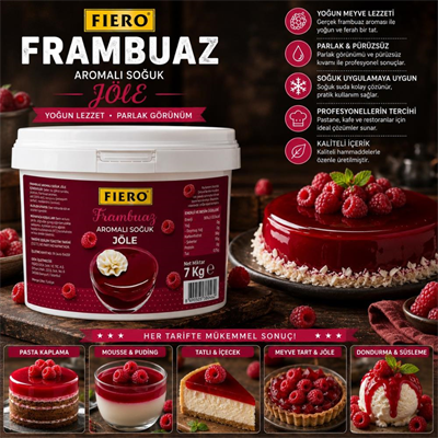 Fiero Soğuk Jöle Frambuazlı 7 KG – Pasta, Cheesecake ve Tatlılar İçin Profesyonel Parlak Pasta Jölesi