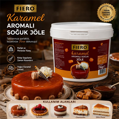 Fiero Soğuk Jöle Karamel 7 kg - Pasta, Cheesecake ve Tatlılar için Profesyonel Parlak Karamel Aromalı Pasta Jölesi